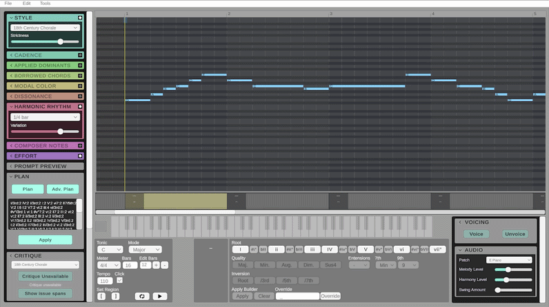 Chord Lab music-learning and composition interface in use