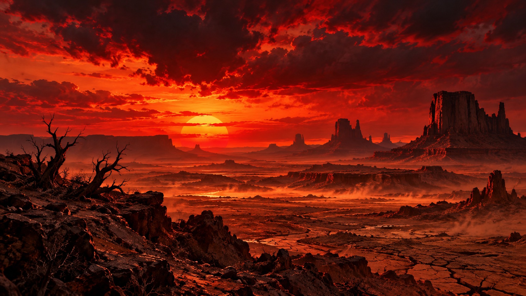 an apocalytic desert landscape